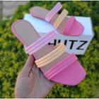 Color Block Flat Slide Sandals