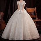 Off-shoulder Rhinestone Sequined Wedding Ball Gown