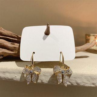 Bow Rhinestone Sterling Silver Dangle Earring