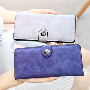 Magnetic Button Long Wallet