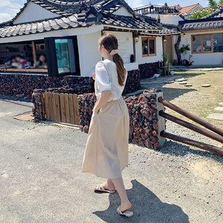 Long Flare Skirt With Sash