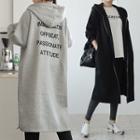 Zip-up Letter Long Hoodie