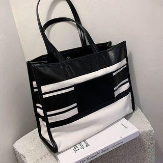 Black & White Canvas Tote Bag Black - One Size