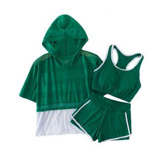 Set: Swim Tank Top + Shorts + Long-sleeve Top