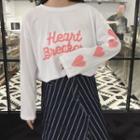 Lettering Heart Print Long Sleeve T-shirt
