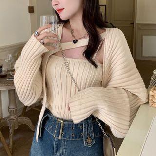 Set : Pit Pattern Knit Camisole Top + Pit Pattern Oversize Cardigan