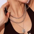 Set Of 3: Alien Necklace Set Of 3 Pcs - Silver - One Size