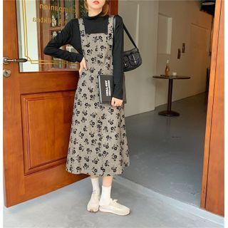 Flower Print Jumper Dress As Figure - One Size
