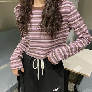 Striped Long-sleeve Top / Cargo Harem Pants
