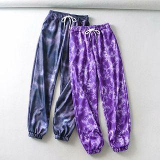 High-waist Tie-dyed Drawstring Sweatpants