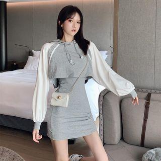 Plain Skinny Sleeveless Dress / Hooded Sweatshirt