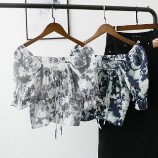Short-sleeve Tie Dye Cropped Blouse