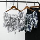 Short-sleeve Tie Dye Cropped Blouse