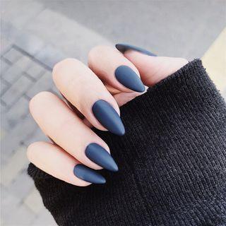 Matte Nail Art False Nail 582 - Blue - One Size