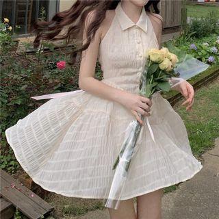 Halter Collar Mini A-line Dress