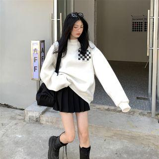 Lettering Checkerboard Sweatshirt