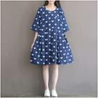 Cat Print 3/4 Sleeve Dress