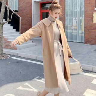 Single Breasted Coat Coffee - One Size