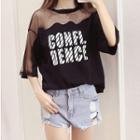 Mesh Panel 3/4 Sleeve T-shirt