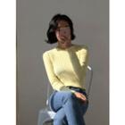 Crew-neck Colored Slim-fit Knit Top