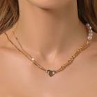 Heart Faux Pearl Alloy Choker