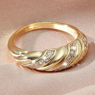 Rhinestone Ring 01 - Gold - One Size