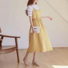 Drawstring-waist Linen Blend Pinafore Dress