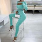 Long-sleeve Mesh Panel Fitted Jumpsuit