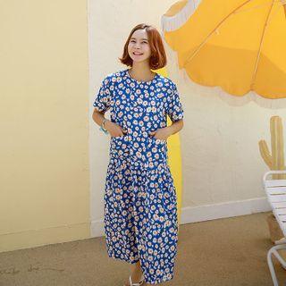 Floral Print Dress Blue - One Size