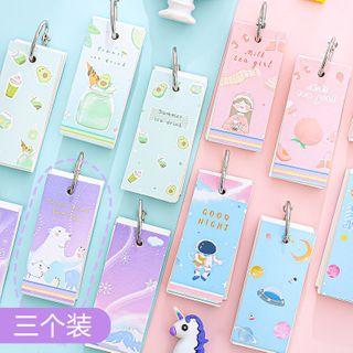 Set Of 3 : Printed Ring Binder Small Notebook
