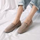 Square-toe Fleece-lined Loafers