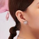 Heart Rhinestone Alloy Earring E10631 - 1 Pair - Silver - One Size