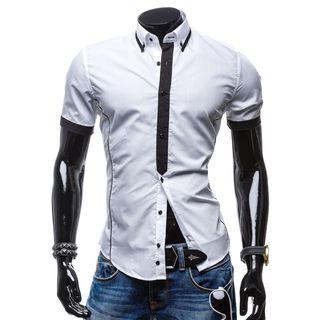 Short-sleeve Collar Trim Shirt