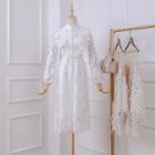 Eyelet Lace Long-sleeve A-line Dress