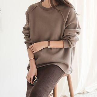 Raglan-sleeve Brushed Fleece Lined Sweatshirt