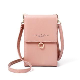 Faux Leather Lettering Mobile Crossbody Bag