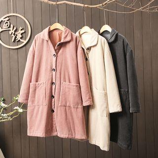 Buttoned Corduroy Long Jacket