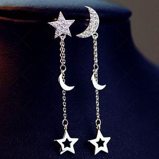 Star And Moon Drop Earring
