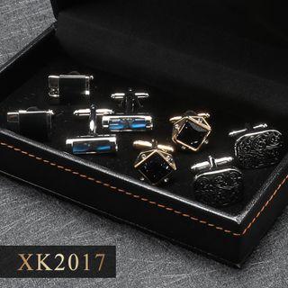 4 Pair Set: Alloy Cufflinks (various Designs) Xk2017 - 4 Pair - Silver & Gold - One Size