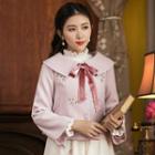 Embroidery Cropped Button Jacket