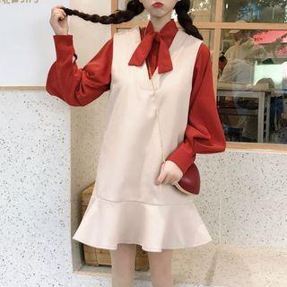 Bow Neck Blouse / Jumper A-line Dress