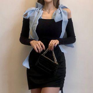 Long-sleeve Tied Top Black - One Size