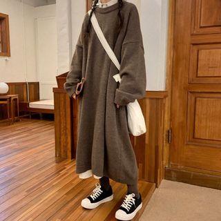 Midi Sweater Dress Brown - One Size