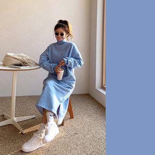 Turtleneck Long Sweatshirt Dress