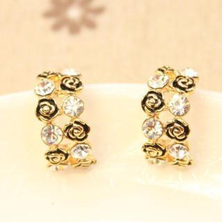 Rhinestone Rose Earrings