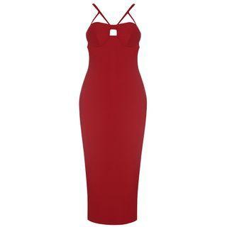 Spaghetti Strap Cutout Sheath Cocktail Dress