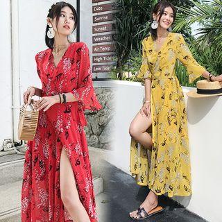 3/4-sleeve Maxi Sun Dress