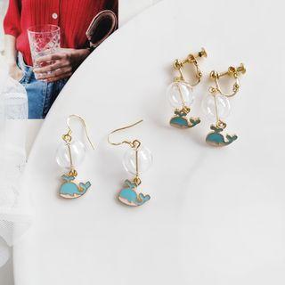 Alloy Whale Glass Ball Dangle Earring