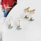 Alloy Whale Glass Ball Dangle Earring
