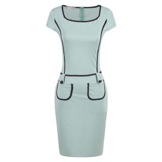 Cap-sleeve Color Block Sheath Dress